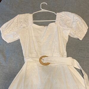 LOFT White Eyelet Mini Dress with Puff Sleeves